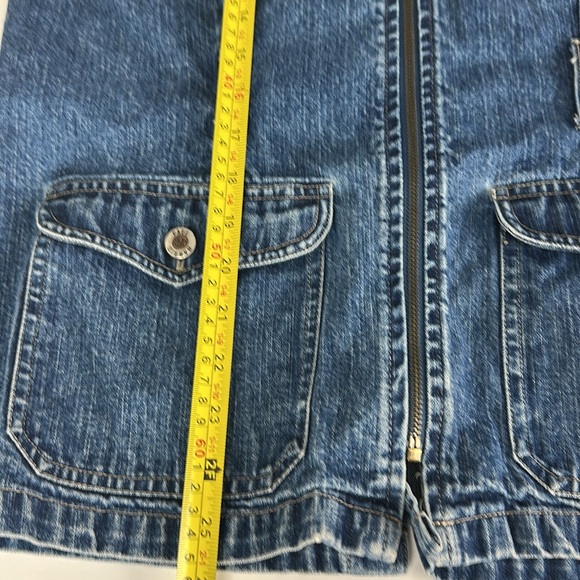 Vtg Paul Harris Denim Full Zip  pockets Vest denim on denim utility - Picture 8 of 9